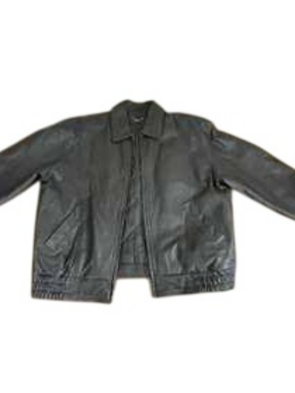 Amazon Size XXS Gray Leather Bomber Jacket Zip Front Collared